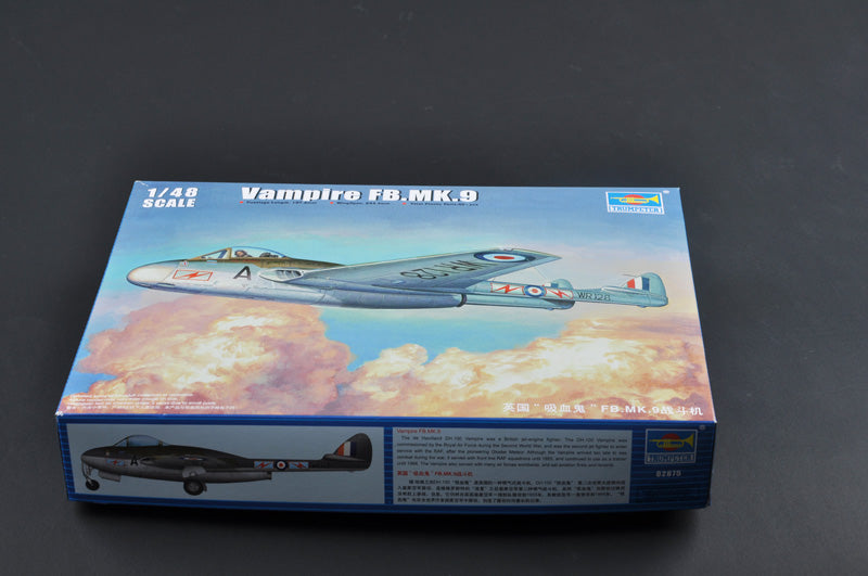 Trumpeter 1/48 De Havilland Vampire FB.Mk.9 British Jet Fighter Plastic Model Kit 02875 NZ Stock