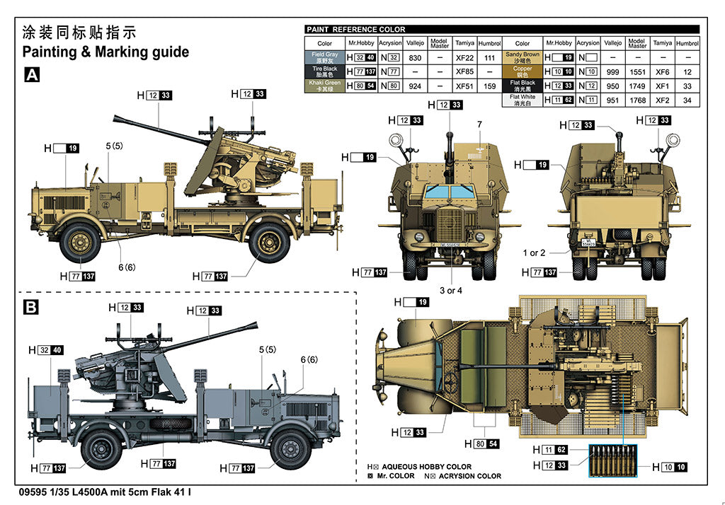 Trumpeter 1/35 Scale L4500A mit 5cm Flak 41 German Self-Propelled Anti-Aircraft Gun Plastic Model Kit 09595 NZ Stock