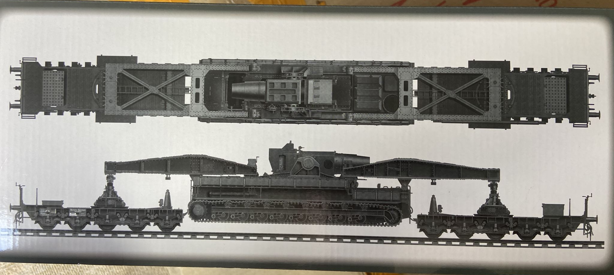 Trumpeter 1/35 Mörser Karl-Gerät 040/041 Initial Version on Railway Transport Carrier WWII Heavy Mortar Kit 00208