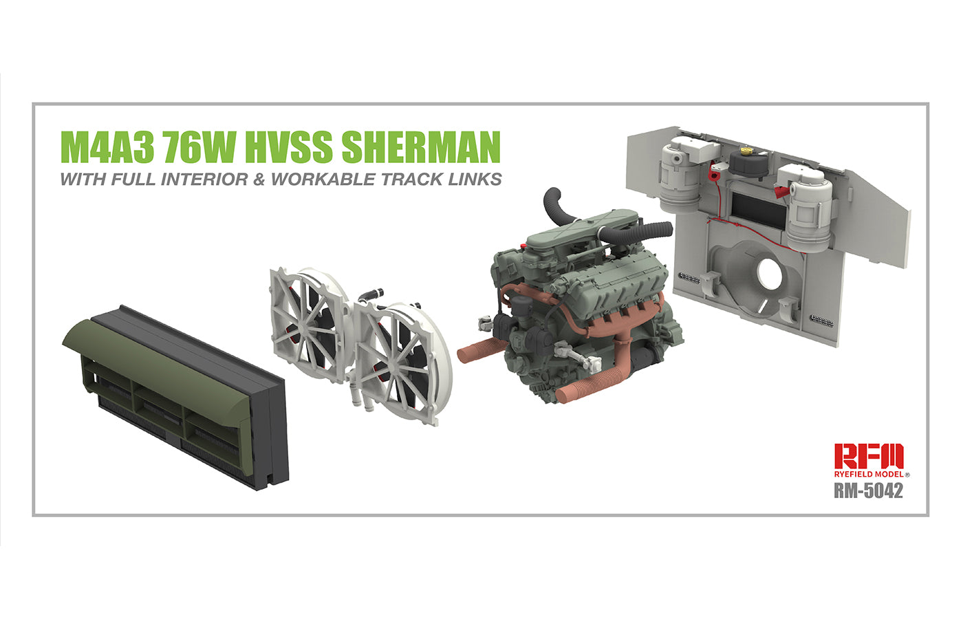 RFM 1/35 M4A3 76W HVSS Sherman – Full Interior & Workable Tracks RM-5042