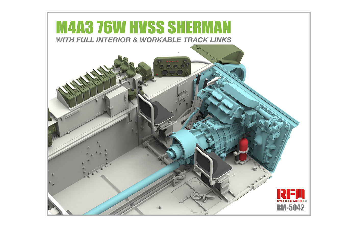 RFM 1/35 M4A3 76W HVSS Sherman – Full Interior & Workable Tracks RM-5042