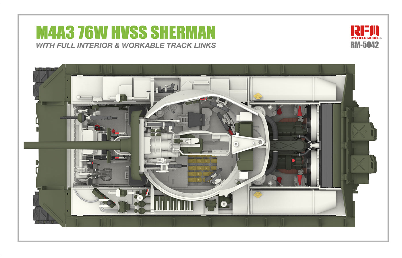 RFM 1/35 M4A3 76W HVSS Sherman – Full Interior & Workable Tracks RM-5042