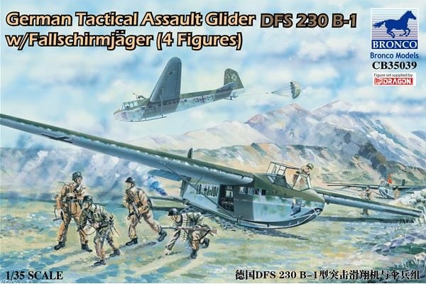 Bronco 1:35 scale Tacticsl Assault Glider DFS 230 B-1 w/Fallschirmjäger (4 Figures) 35039 plastic model