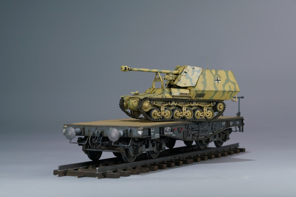 Zimi Model 1/35 Scale Marder I 7.5cm Pak40/1 w/ German 50t SSy45 Flatcar Plastic Model 35075 NZ Stock