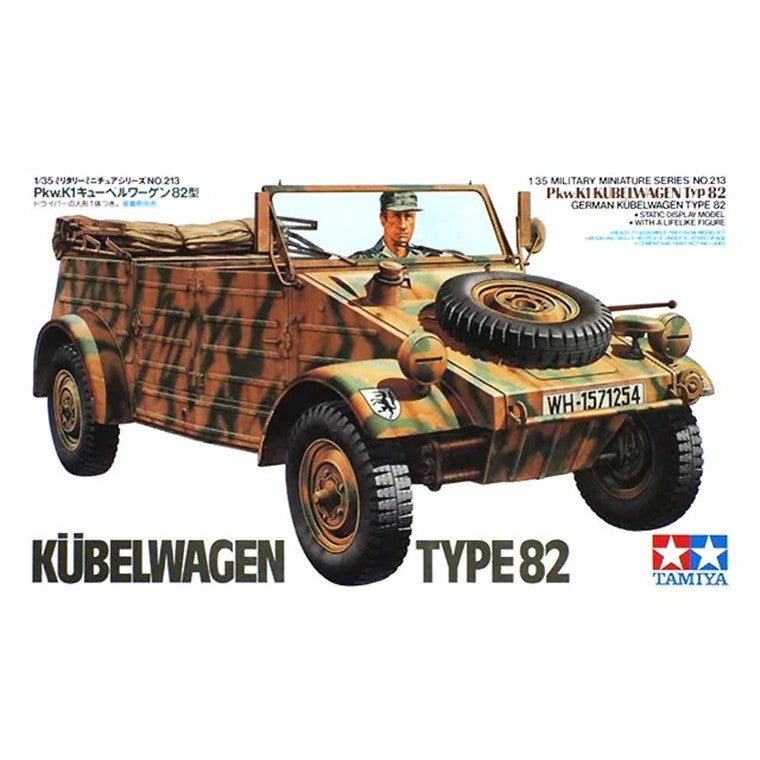 Tamiya 1/35 Scale German Kübelwagen Type 82 WWII Utility Vehicle Plastic Model 35213 NZ Stock