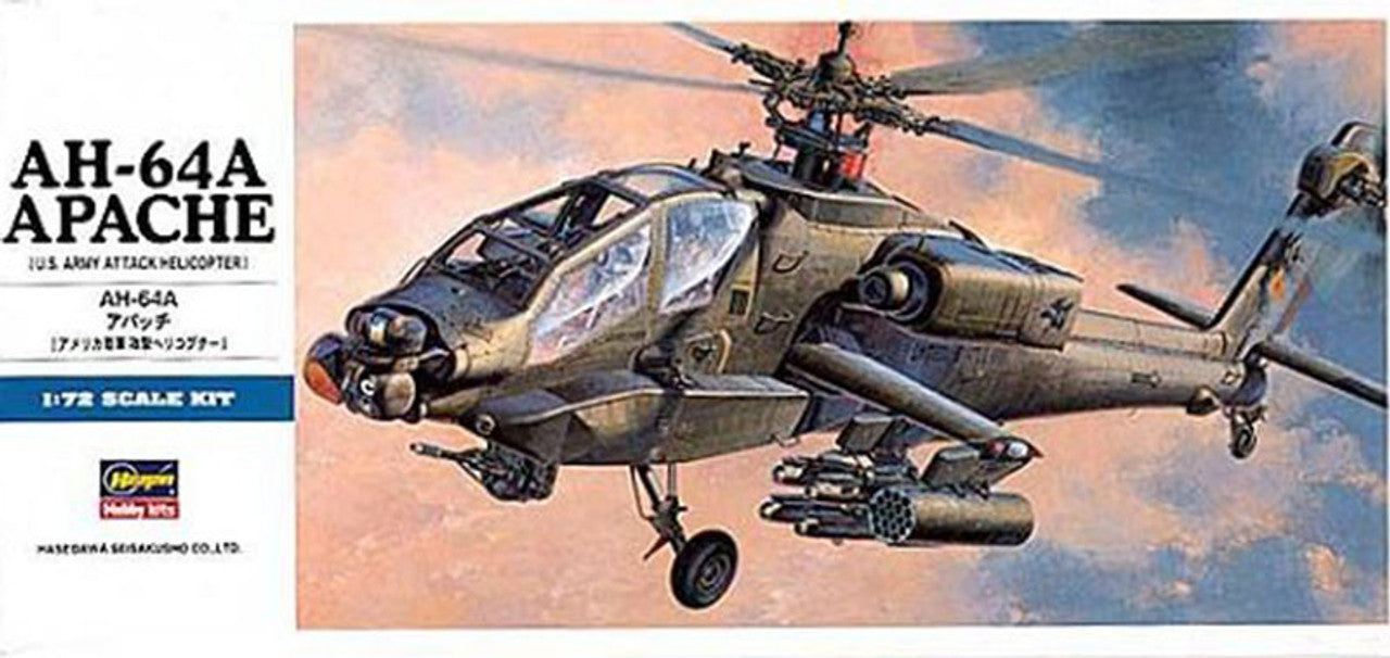 Hasegawa 1/72 Scale AH-64A Apache U.S. Army Attack Helicopter Plastic Model 00436 NZ Stock