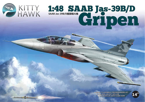 Kitty Hawk 1/48 Saab JAS-39B/D Gripen Swedish Fighter Jet Model Kit KH80118