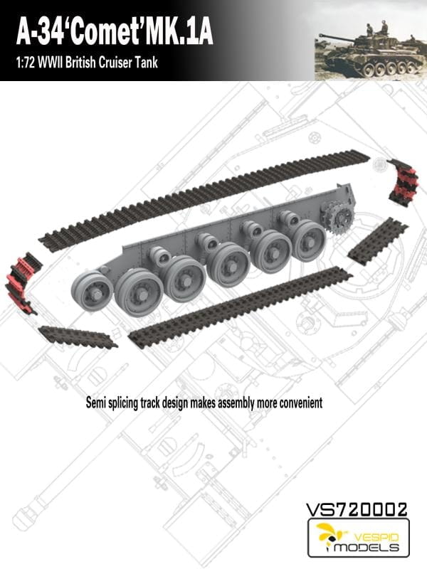 Vespid 1/72 A-34 Comet Mk.1A British WWII Tank Model Kit VS720002