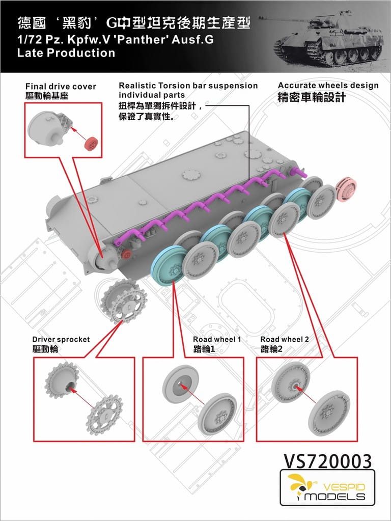 Vespid Models 1/72 Pz.Kpfw. V Panther Ausf. G – Late Production (No. VS720003)