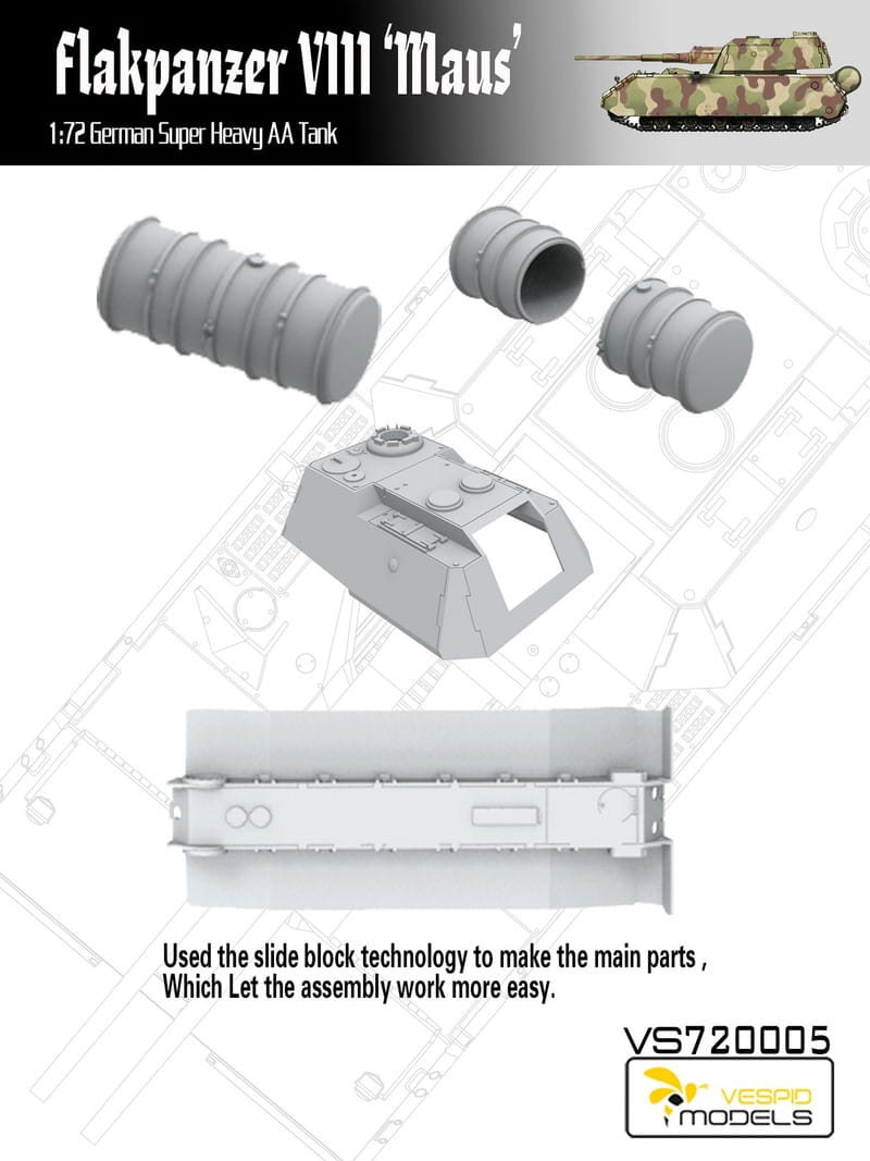 Vespid Models 1/72 Flakpanzer VIII Maus – German Super Heavy AA Tank (No. VS720005)
