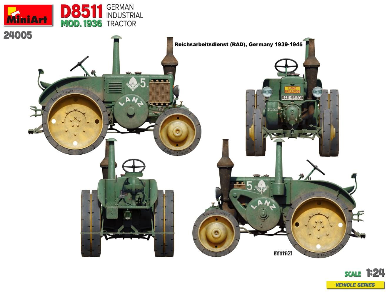 Miniart 24005 - 1:24 D8511 Mod. 1936 German Industrial Tractor