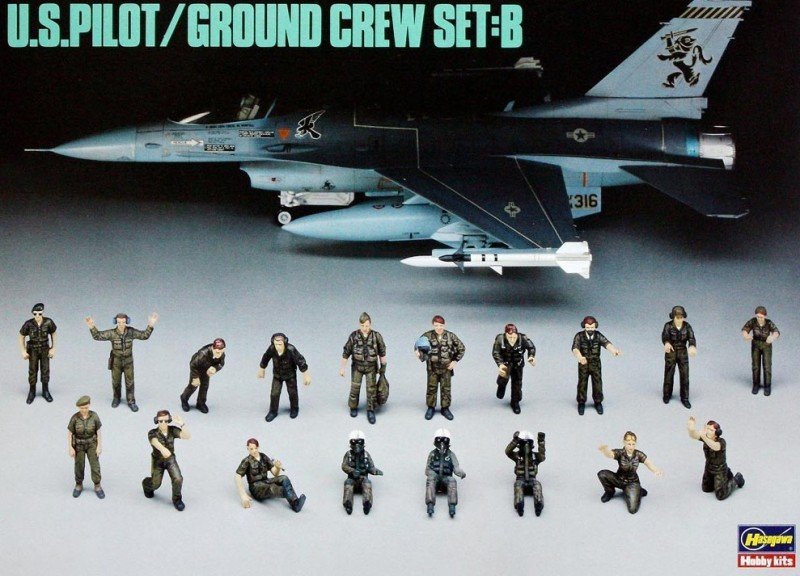 Hasegawa 1/48 Scale US Pilot & Ground Crew Set B Plastic Model Kit 36005-1200