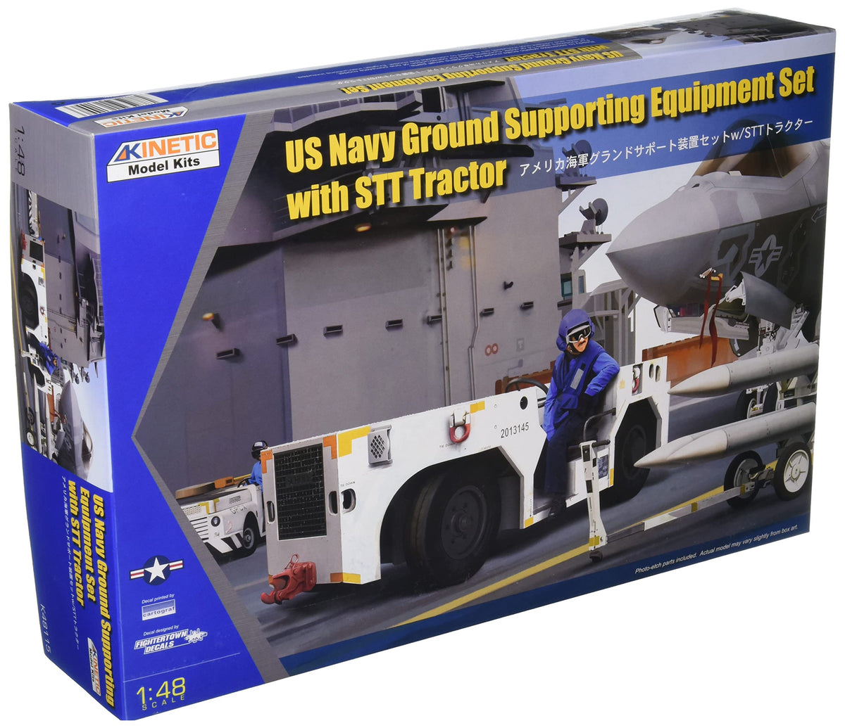 Kinetic 1/48 US Navy Ground Supporting Equipment Set with STT Tractor K48115 Aircraft Carrier Deck Equipment Model Kit NZ Stock