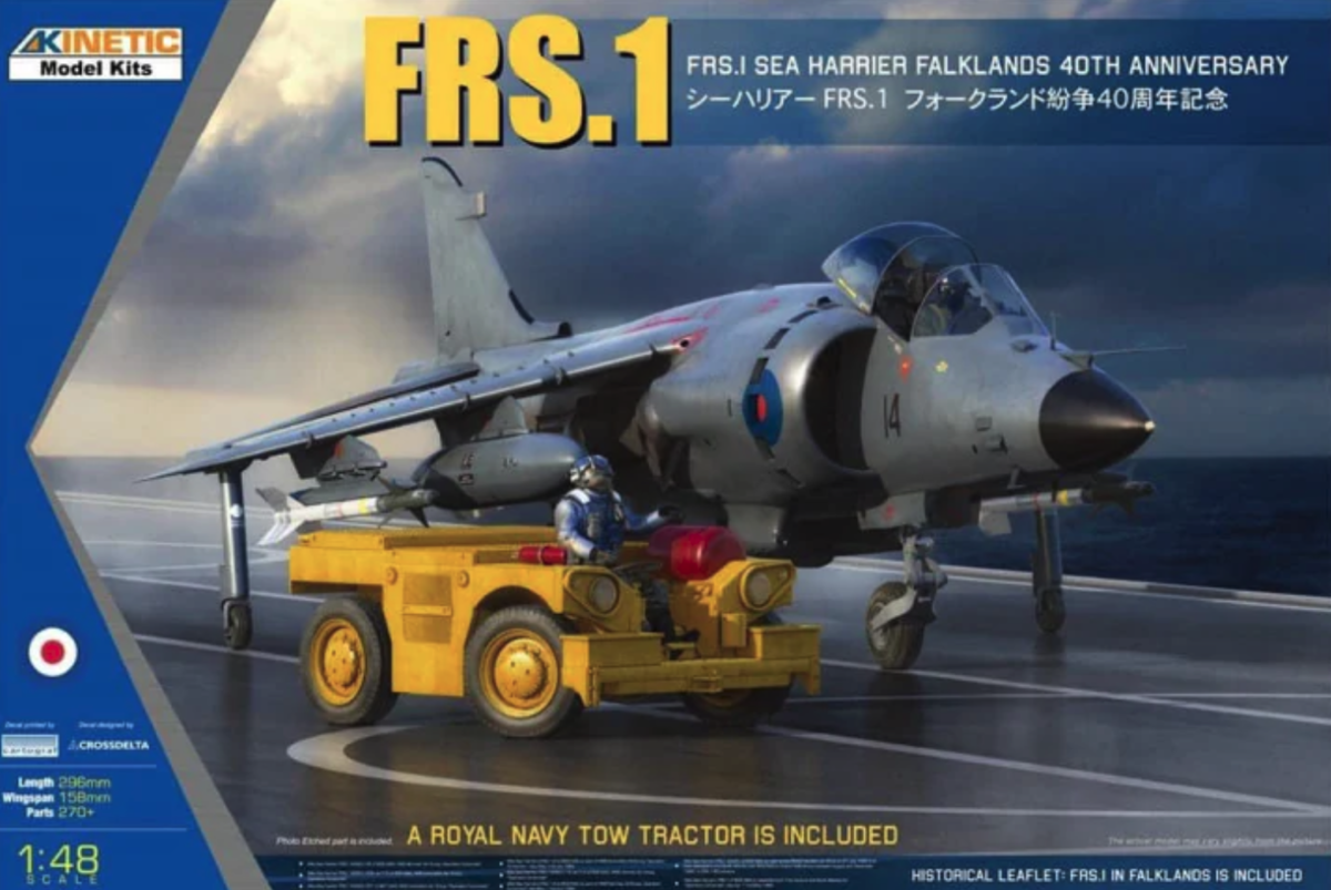 Kinetic 1/48 Sea Harrier FRS.1 Falklands 40th Anniversary K48138 Royal Navy Fighter & Tow Tractor Model Kit NZ Stock