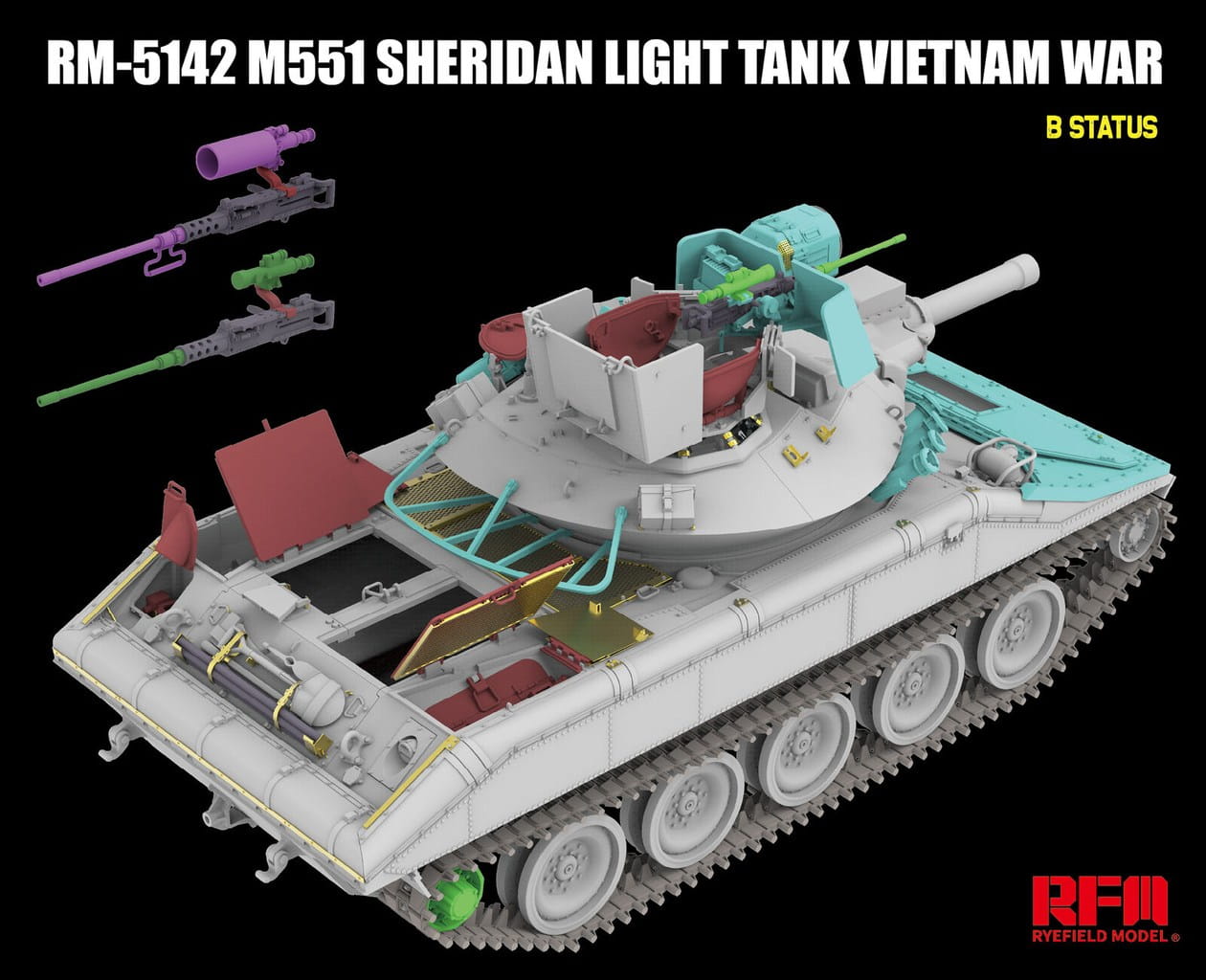 Rye Field Model 1/35 Scale M551 Sheridan Light Tank Vietnam War RM-5142 Plastic Model Kit NZ Stock