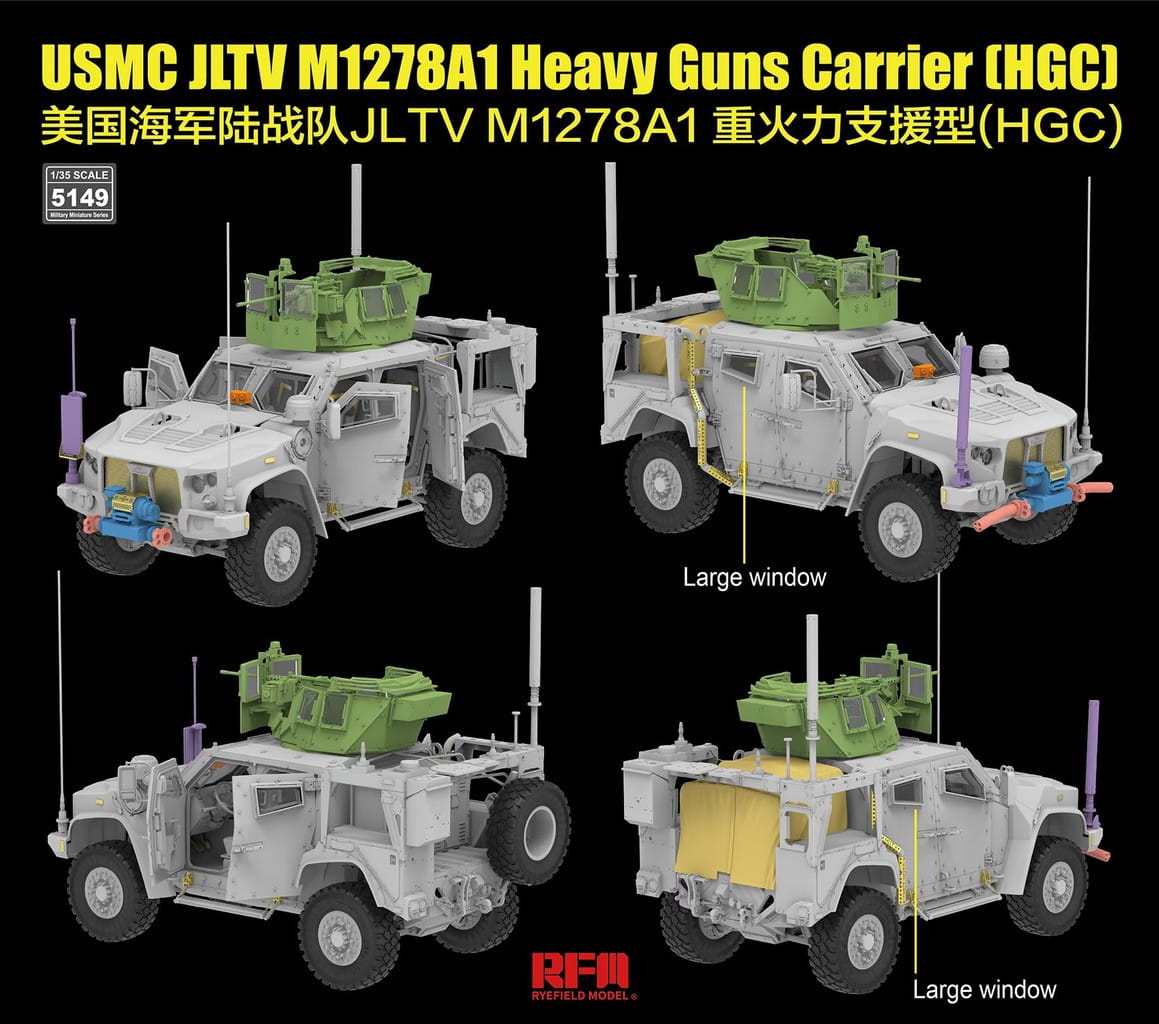Rye Field Model 1/35 Scale USMC JLTV M1278A1 Heavy Guns Carrier (HGC) RM-5149 Plastic Model Kit NZ Stock