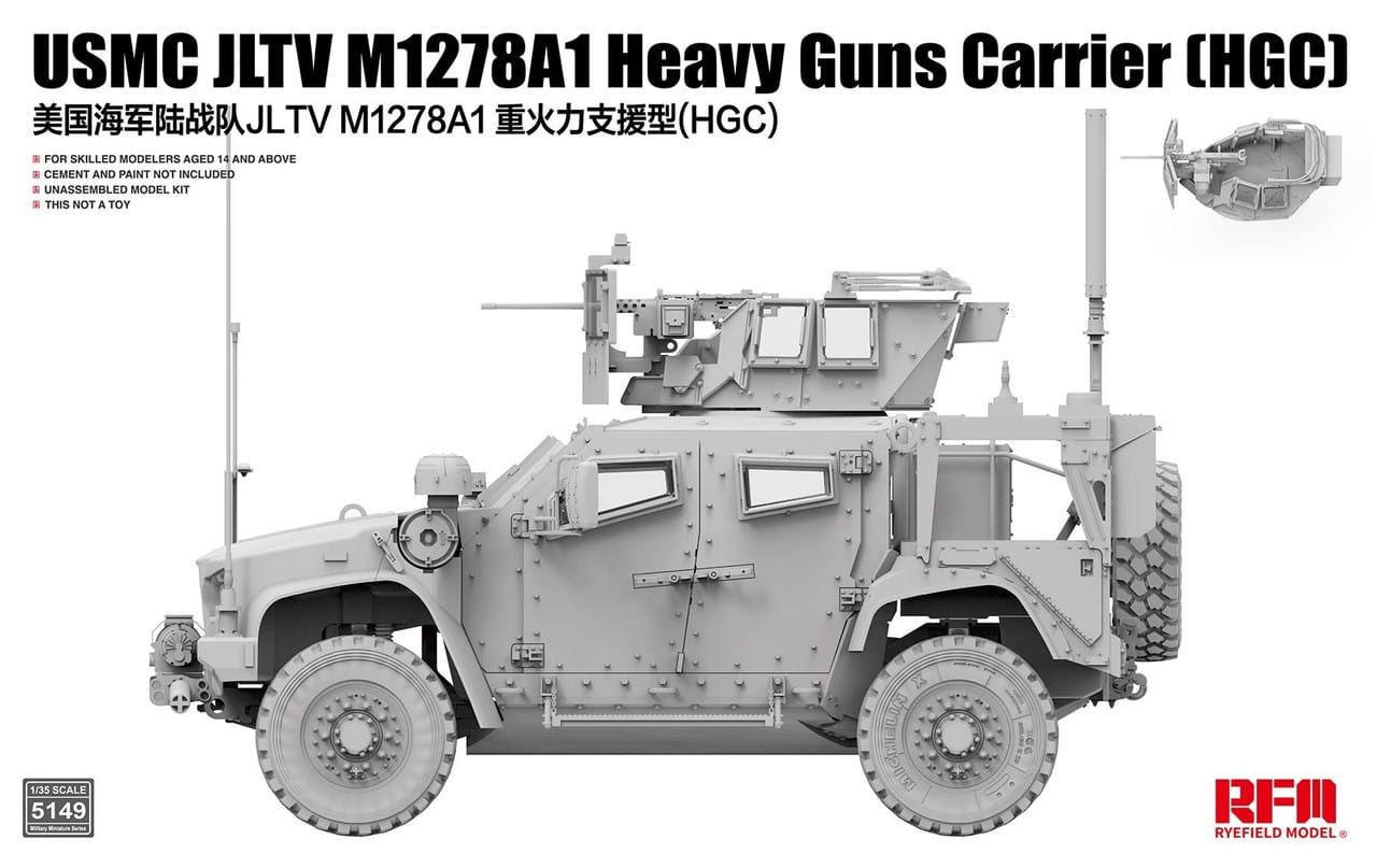 Rye Field Model 1/35 Scale USMC JLTV M1278A1 Heavy Guns Carrier (HGC) RM-5149 Plastic Model Kit NZ Stock