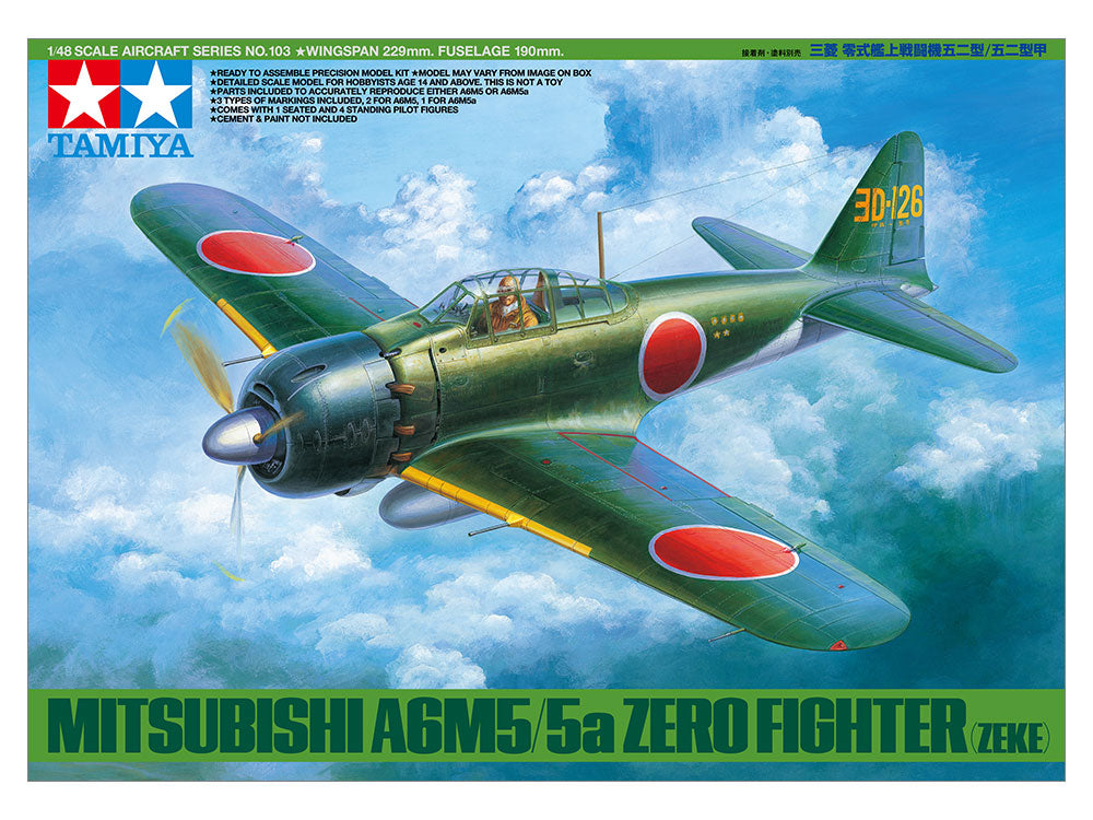 Tamiya 1/48 Mitsubishi A6M5/A6M5a Zero Fighter (Zeke) Imperial Japanese Navy WWII Fighter Plastic Model Kit 61103 NZ Stock