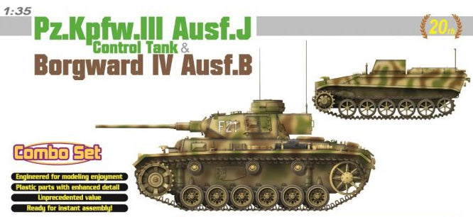 Dragon 1/35 Scale Pz.Kpfw.III Ausf.J Command Tank & Borgward IV Ausf.B Plastic Model Kit 6949 NZ Stock