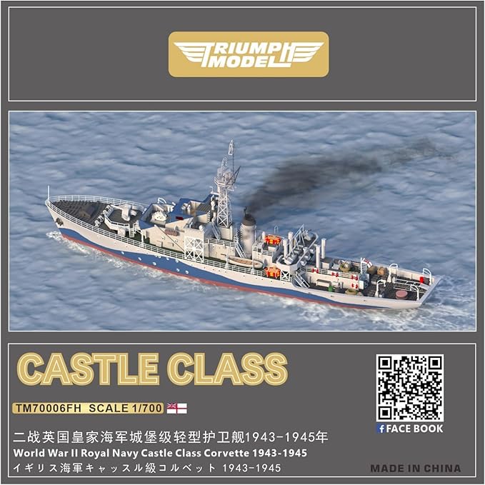 Triumph Model 1/700 Scale WWII Castle Class Corvette 1943–1945 Waterline Plastic Model Kit TM70006WL NZ Stock