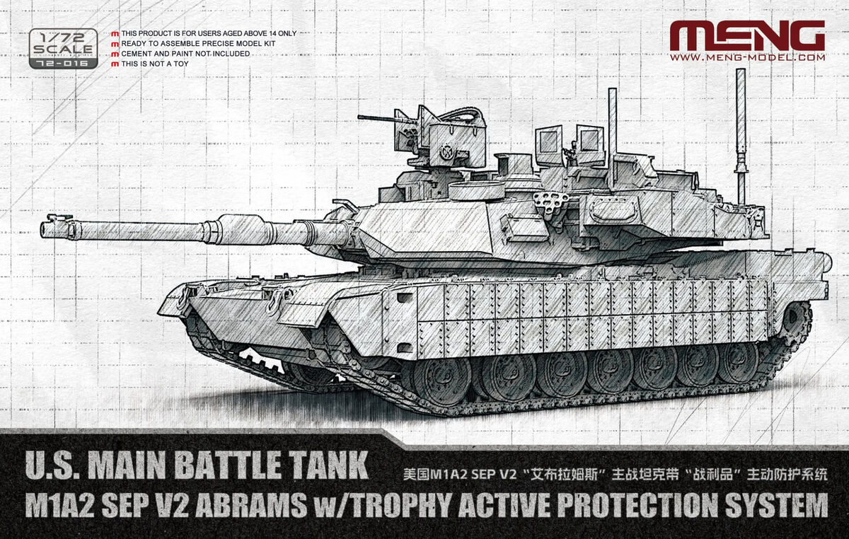 Meng Model 1/72 US M1A2 SEP V2 Abrams 72-016 Modern American Main Battle Tank US Army Plastic Model Kit NZ Stock