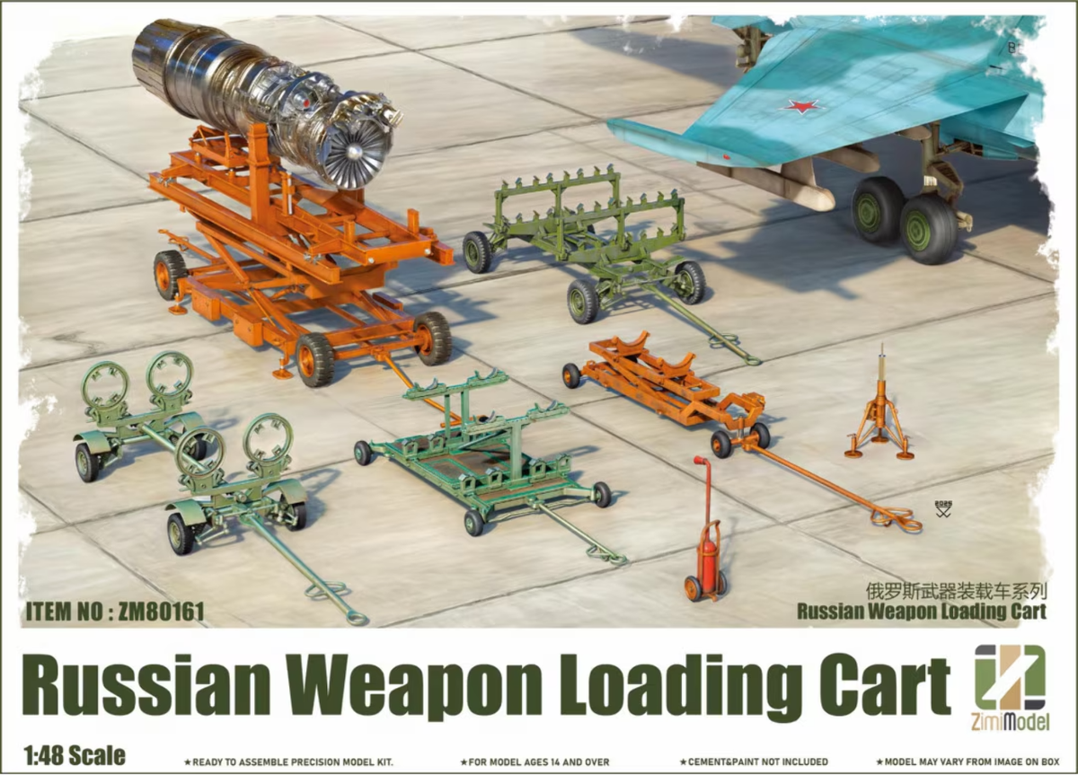 Zimi Model 1/48 Scale Russian Weapon Loading Cart Aircraft Ground Equipment Plastic Model ZM80161 NZ Stock