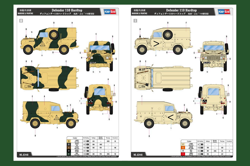 HobbyBoss 1/35 Land Rover Defender 110 Hardtop 82448 British 4x4 Utility Vehicle Model Kit NZ Stock