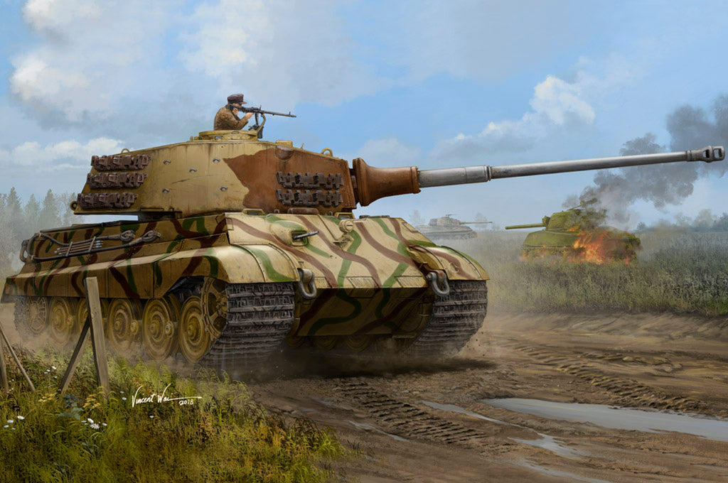 HobbyBoss 1/35 German Tiger II King Tiger Henschel July 1945 Production 84533 WWII Late War What-If Heavy Tank Plastic Model Kit NZ Stock
