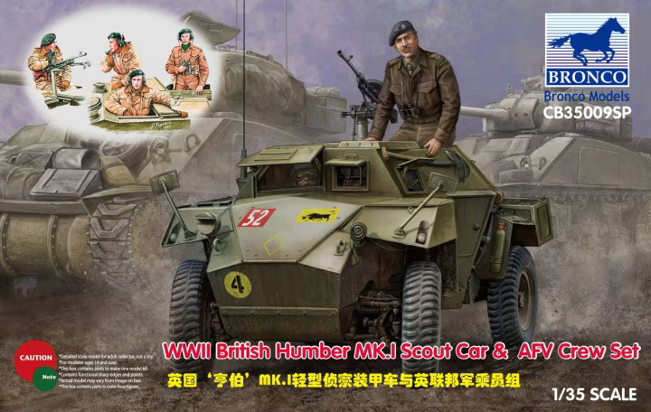 Bronco 1:35 scale WWII British Humber Mk.I Scout Car & AFV Crew Set Bronco 35009SP plastic model kit