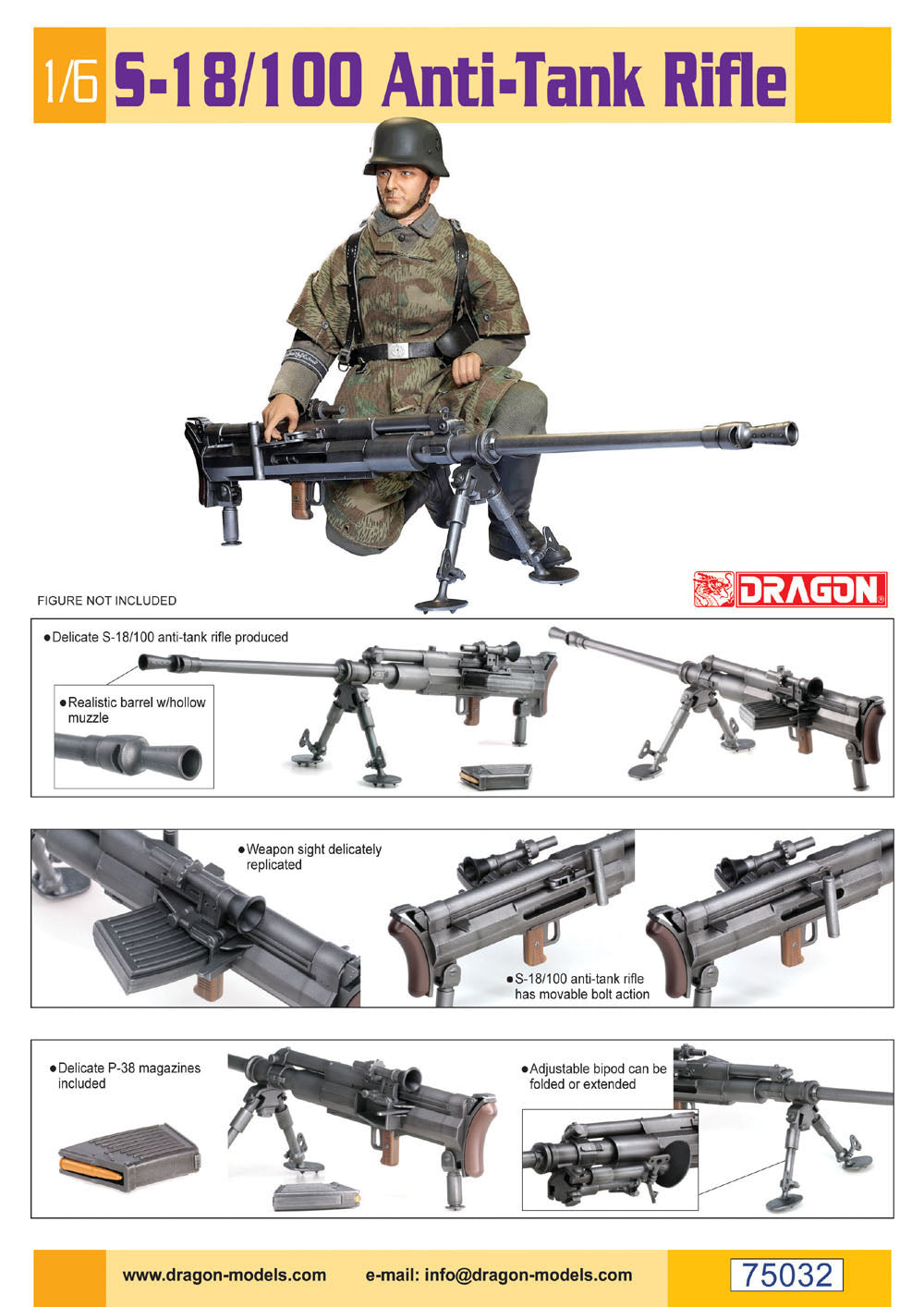 Dragon Models 1:6 scale S-18/100 Anti-Tank Rifle 75032 scale model kit