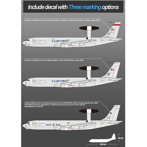 Academy 1:144 scale USAF E-3G Sentry "AEW&C" 12629 scale model kit