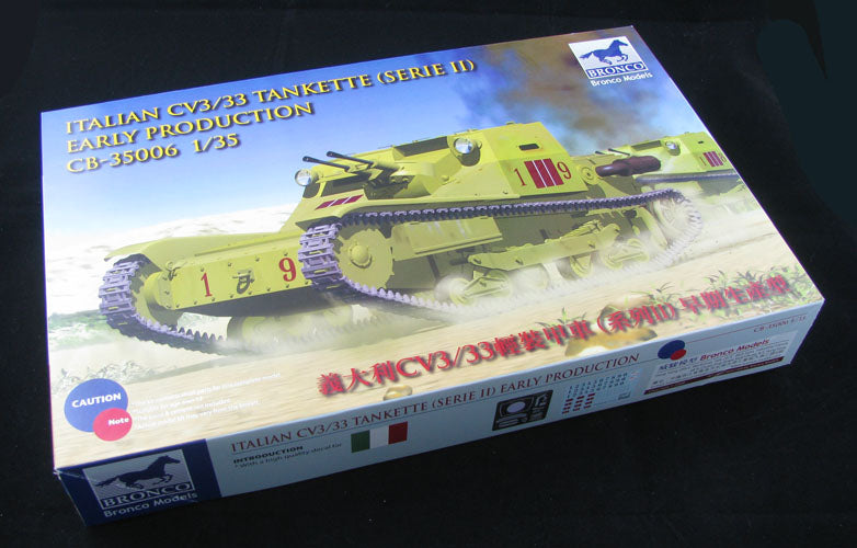 Bronco 1/35 Scale Italian CV3/33 Tankette Serie II Early Production Plastic Model Kit CB35006