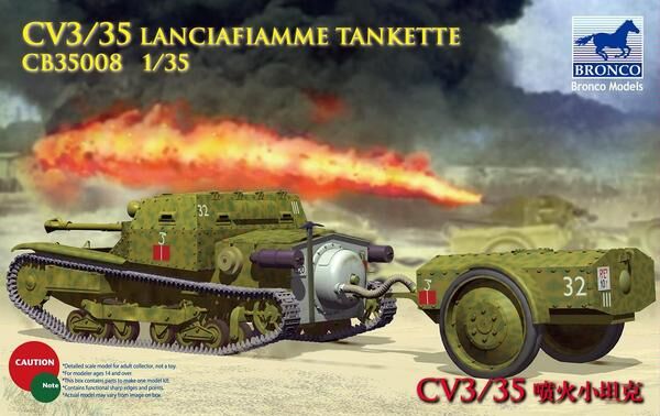 SEO Title: Bronco 1/35 Scale CV3/35 Lanciafiamme Tankette Plastic Model Kit CB35008