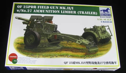 Bronco 1/35 Scale QF 25pdr Field Gun Mk.II/I w/ No.27 Limber Plastic Model Kit CB35046