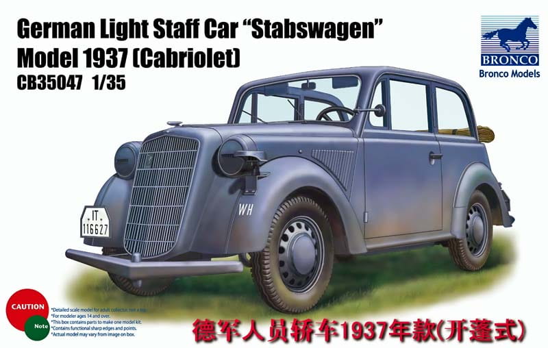BRONCO 1:35 scale German Opel Light Staff Car Stabswagen CB 35047 scale model kit