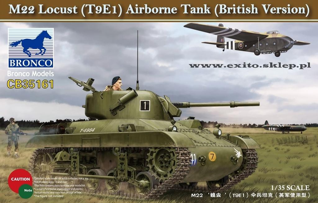 BRONCO 1:35 scale M-22 Locust (T9E1) Airborne Tank (British Version) CB 35161 plastic model kit