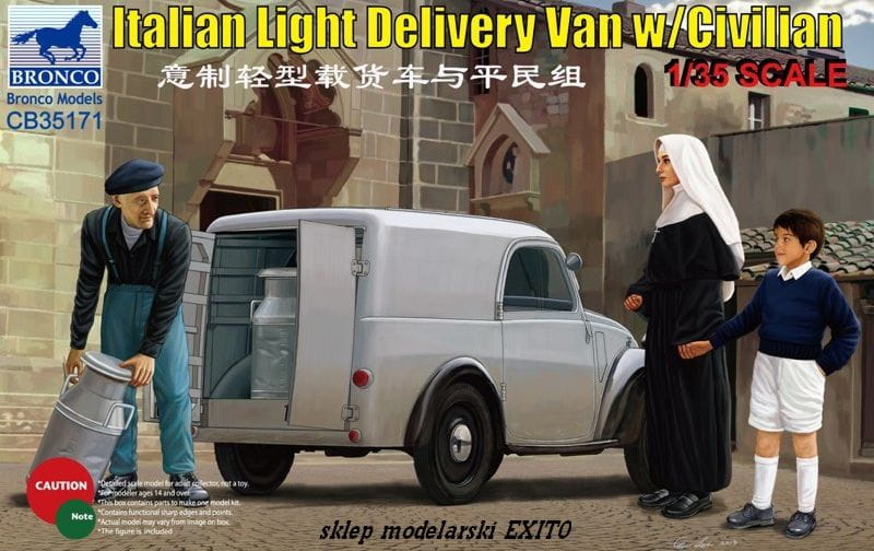 BRONCO 1:35 scale Italian Light Delivery Van w/Civilian CB 35171 plastic model kit