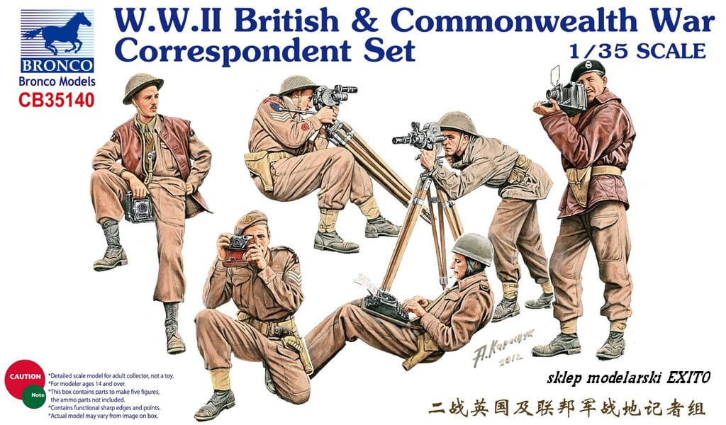 BRONCO 1:35 scale W.W.II British & Commonwealth War Correspondent Set CB 35140 plastic model kit