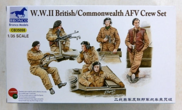 Bronco 1/35 Scale WWII British Commonwealth AFV Crew Set Plastic Model Kit CB35098