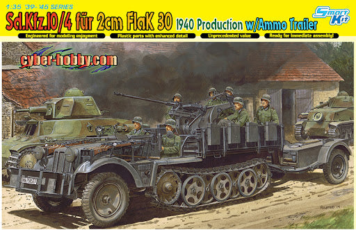 Dragon 1/35 Sd.Kfz.10/4 w/ 2cm FlaK 30 + Ammo Trailer (Kit 6711)