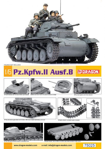 Dragon 1/6 Scale Pz.Kpfw. II Ausf. B 75025 Plastic Model Kit
