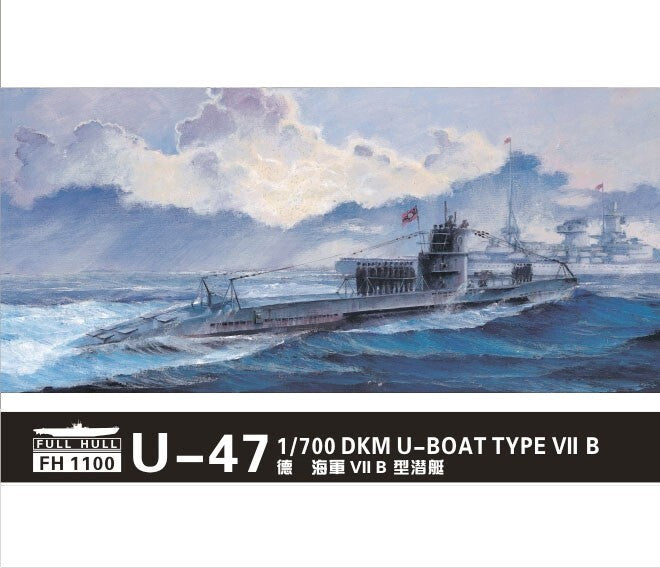 FlyHawk 1/700 Scale U-Boat Type VII B DKM U-47 2-Kit Set Plastic Model Kit FH1100