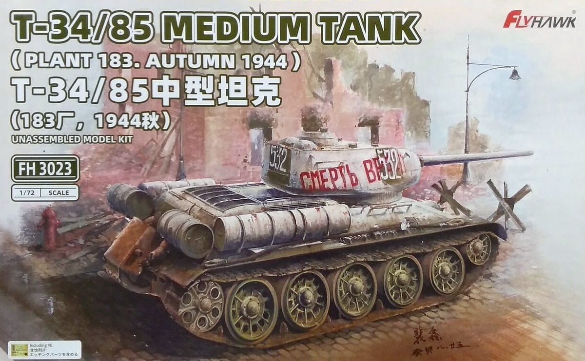 FlyHawk 1/72 Scale T-34/85 Medium Tank (Plant 183, Autumn 1944) FH3023 Plastic Model Kit NZ Stock