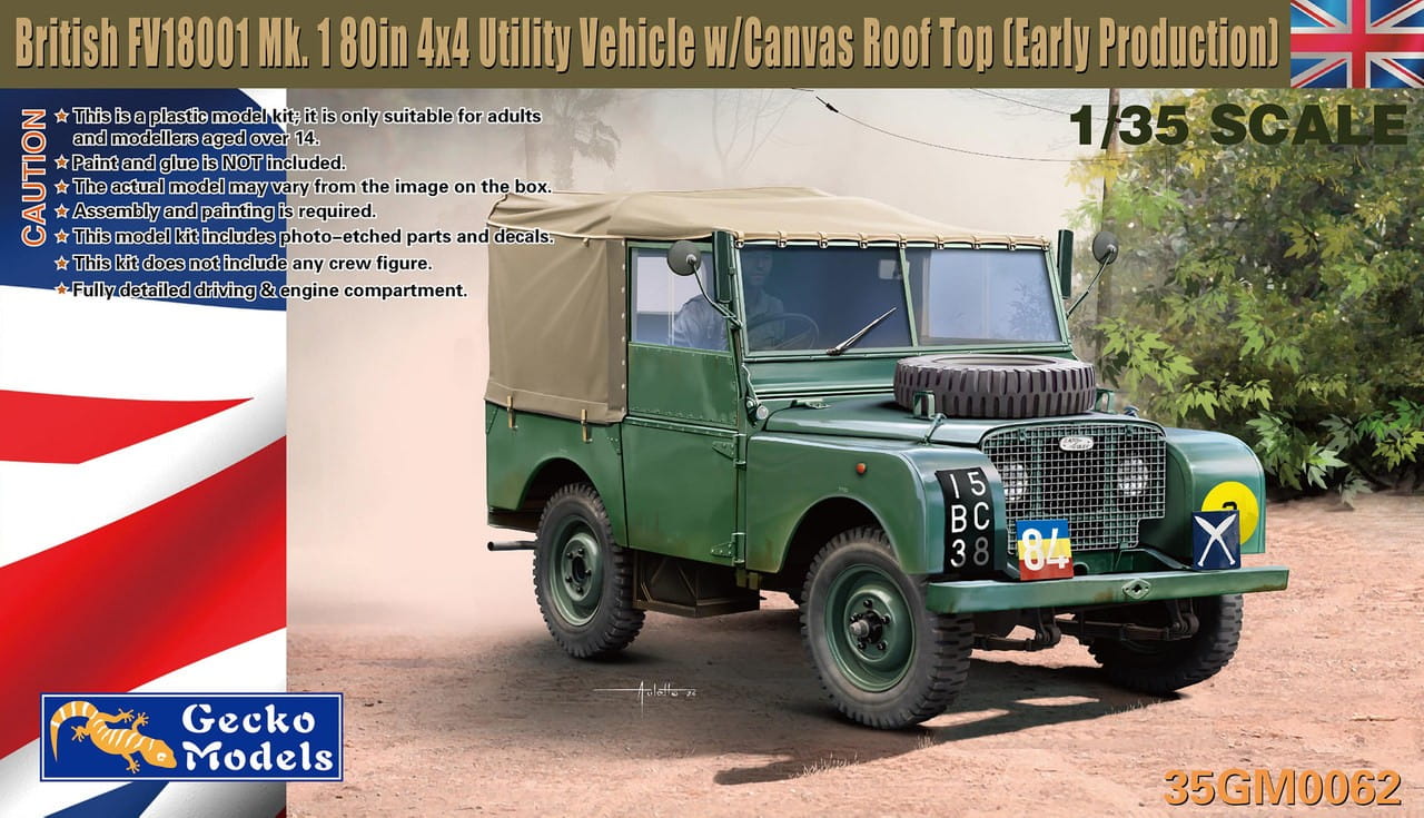 Gecko Models 35GM0062 - 1:35 British FV18001 Mk.1 80in 4x4 Utility Vehicle w/ Canvas Roof Top Early Prod
