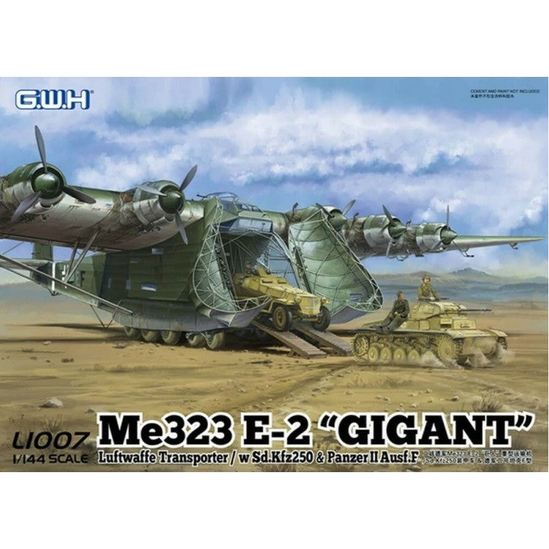 Great Wall Hobby 1:144 scale German Me 323 E-2 "Giant" Transport (w/4 Vehicles) L1013 scale model kit