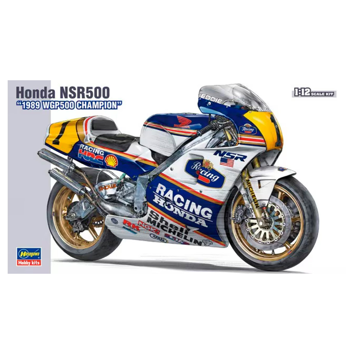 Hasegawa 1/12 Scale Honda NSR500 1989 WGP500 Champion Plastic Model Motorcycle Kit 21504