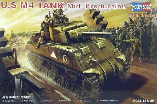 HobbyBoss 1/48 Scale U.S. M4 Tank Mid-Production 84802 Plastic Model Kit NZ Stock