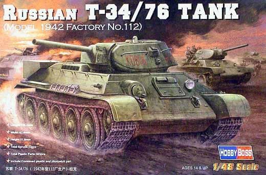 HobbyBoss 1/48 Scale Russian T-34/76 Tank (1942 Factory No.112) 84806 Plastic Model Kit NZ Stock