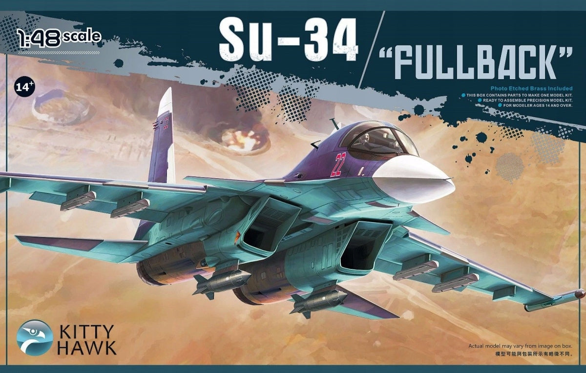 Kitty Hawk 1/48 Su-34 Fullback Russian Fighter-Bomber Plastic Model Kit KH80141
