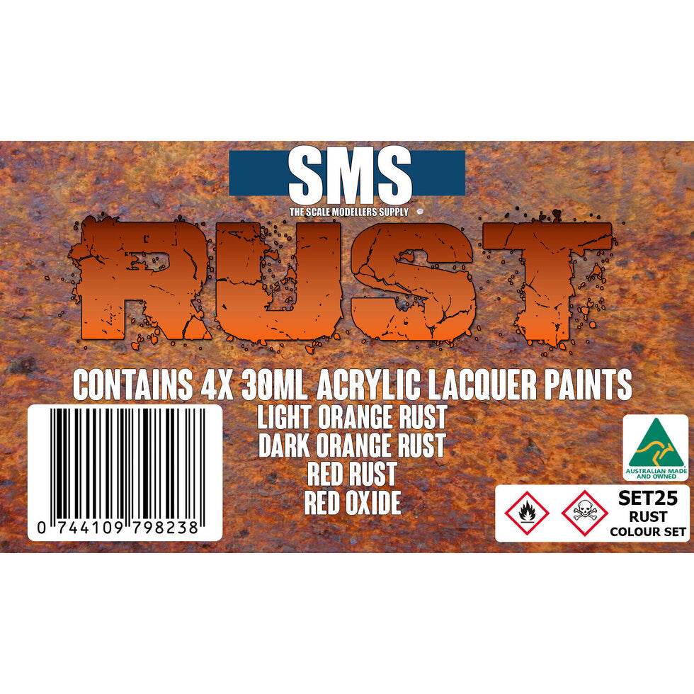Scale Modellers Supply SMS Rust Colour Set Airbrush Paint Weathering Set for Scale Models NZ Stock